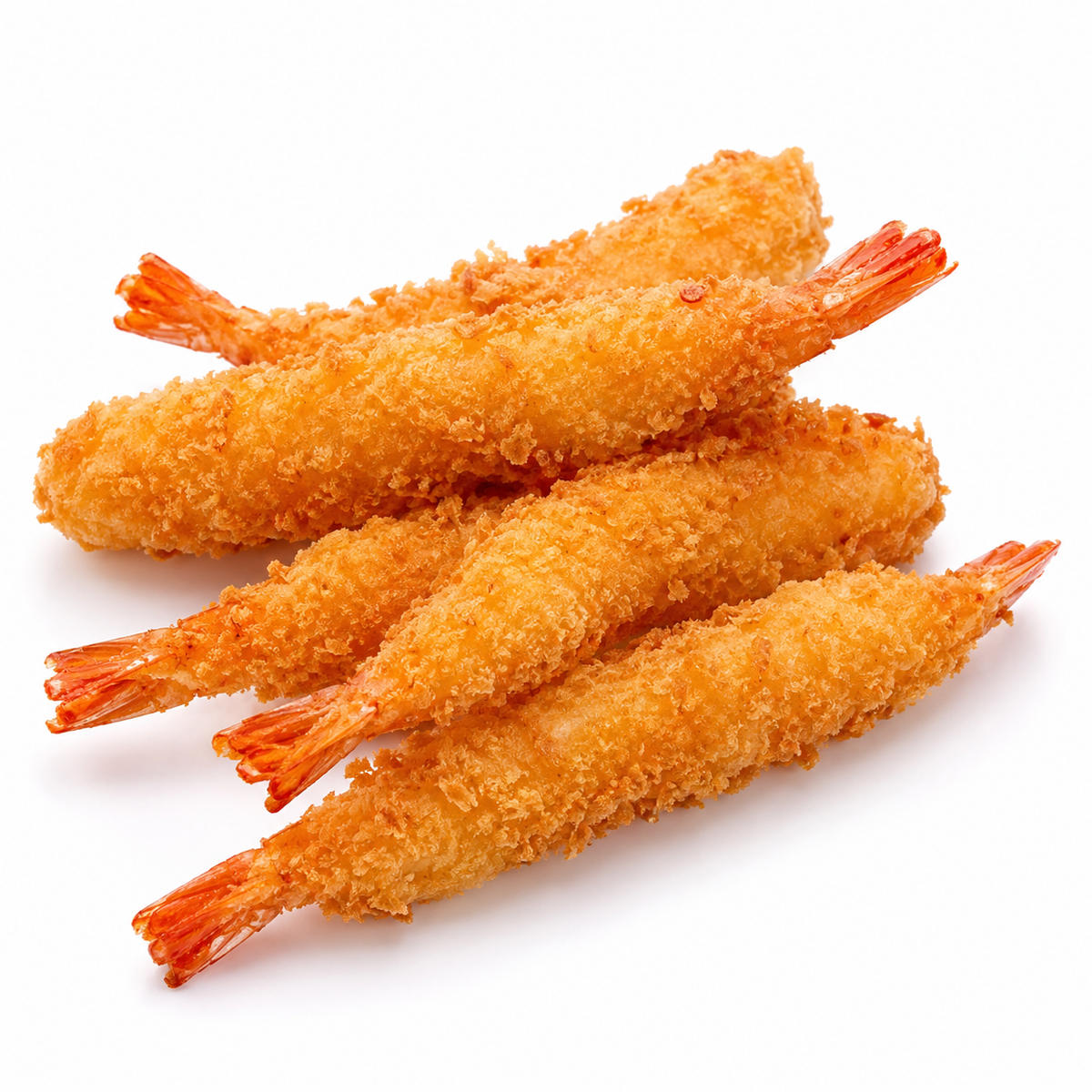 Breaded shrimp on a white background
