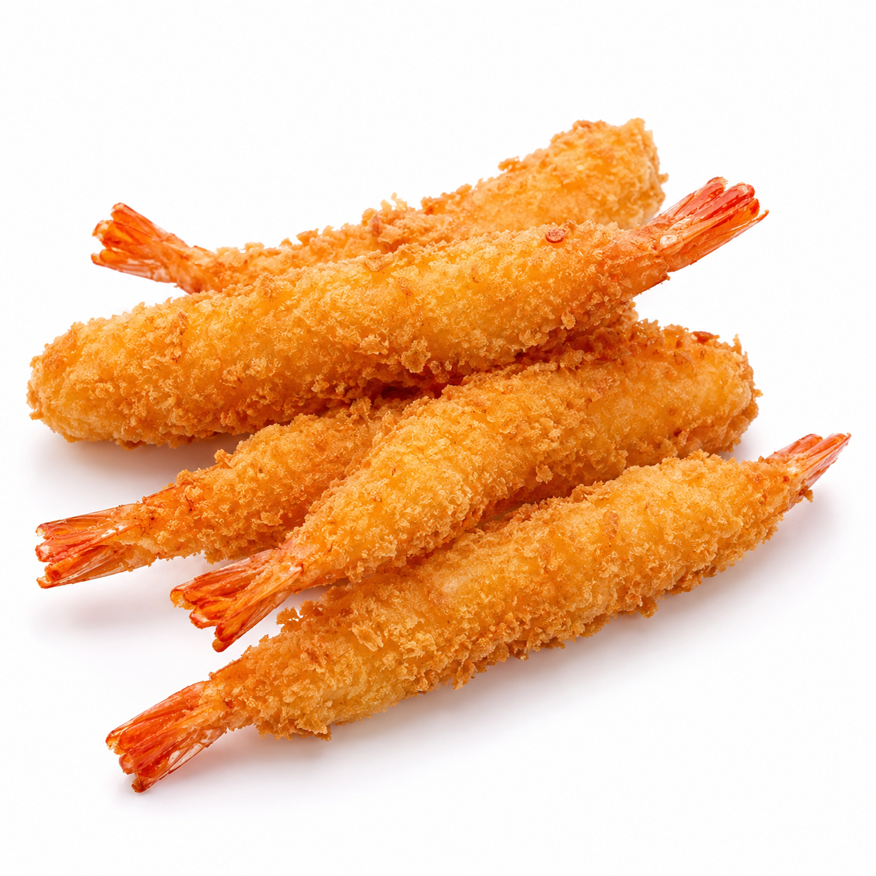 Breaded shrimp on a white background