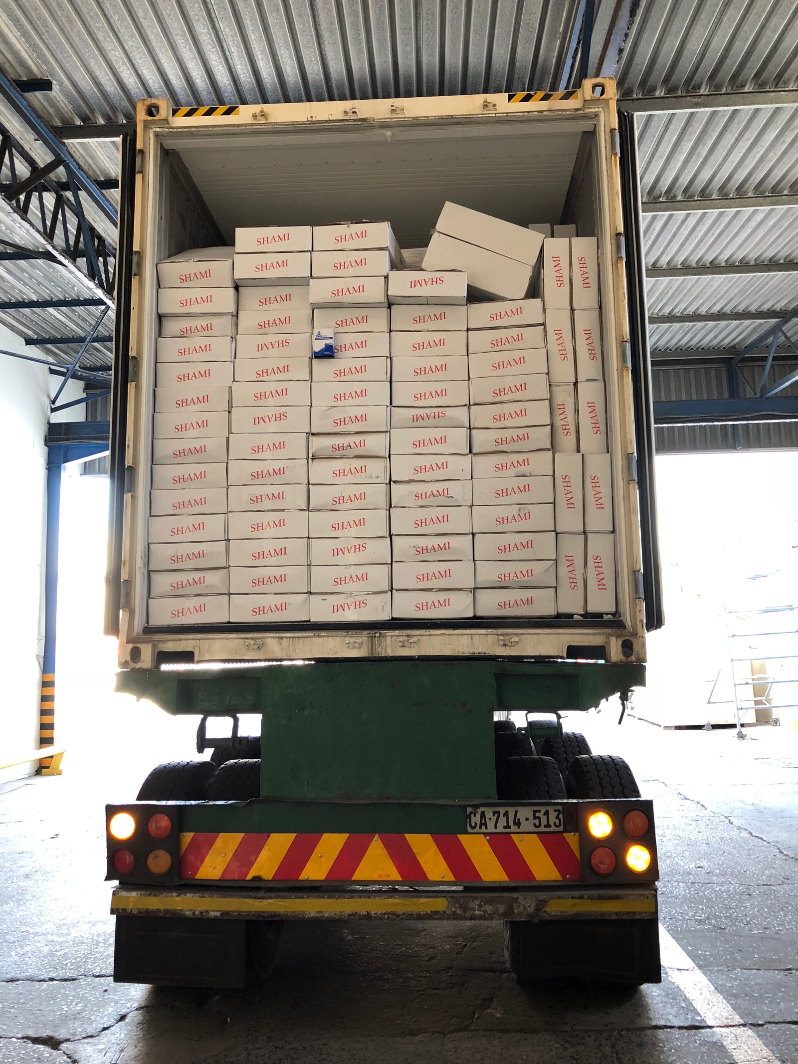 Earlier SHAMI seafood shipment in branded cartons at the Cape Town operation