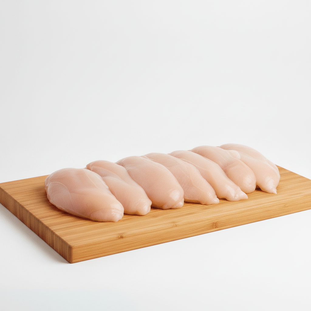 breast chicken fillets on a wooden board