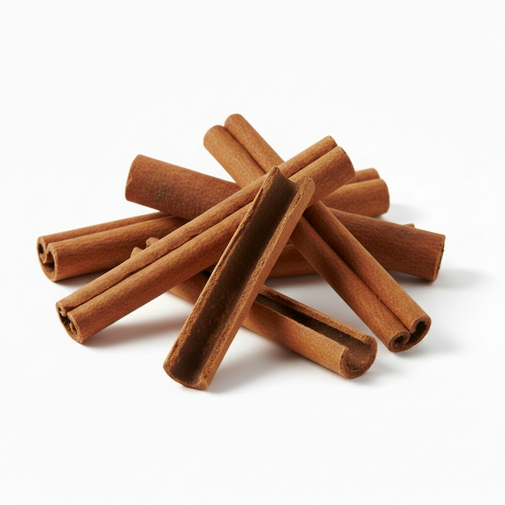 Cinnamon sticks on a white background